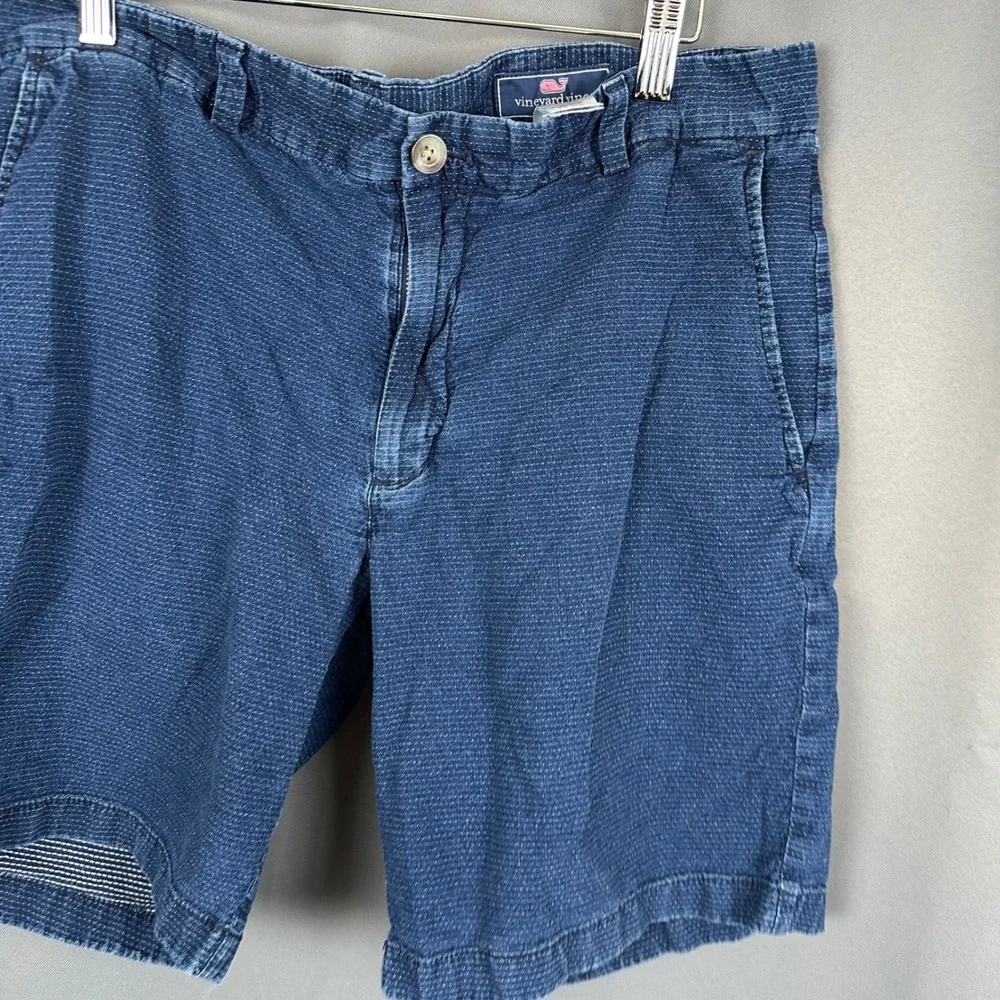Vineyard Vines Mens 34 Blue Textured Micro Stripe Breaker Shorts Indigo 8 Inseam